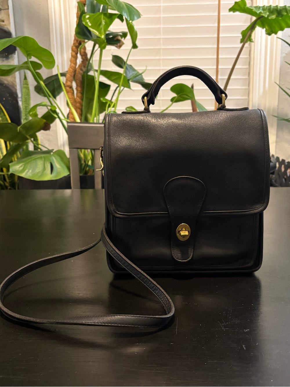 Coach Black Leather Top-Handle Crossbody Bag